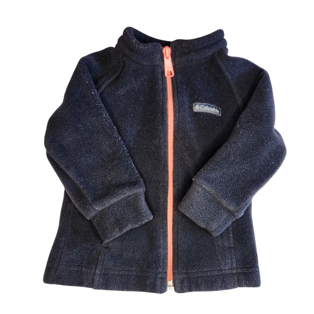 COLUMBIA Fleece Jacket Girls 6-12 Month Black Coral Full Zip